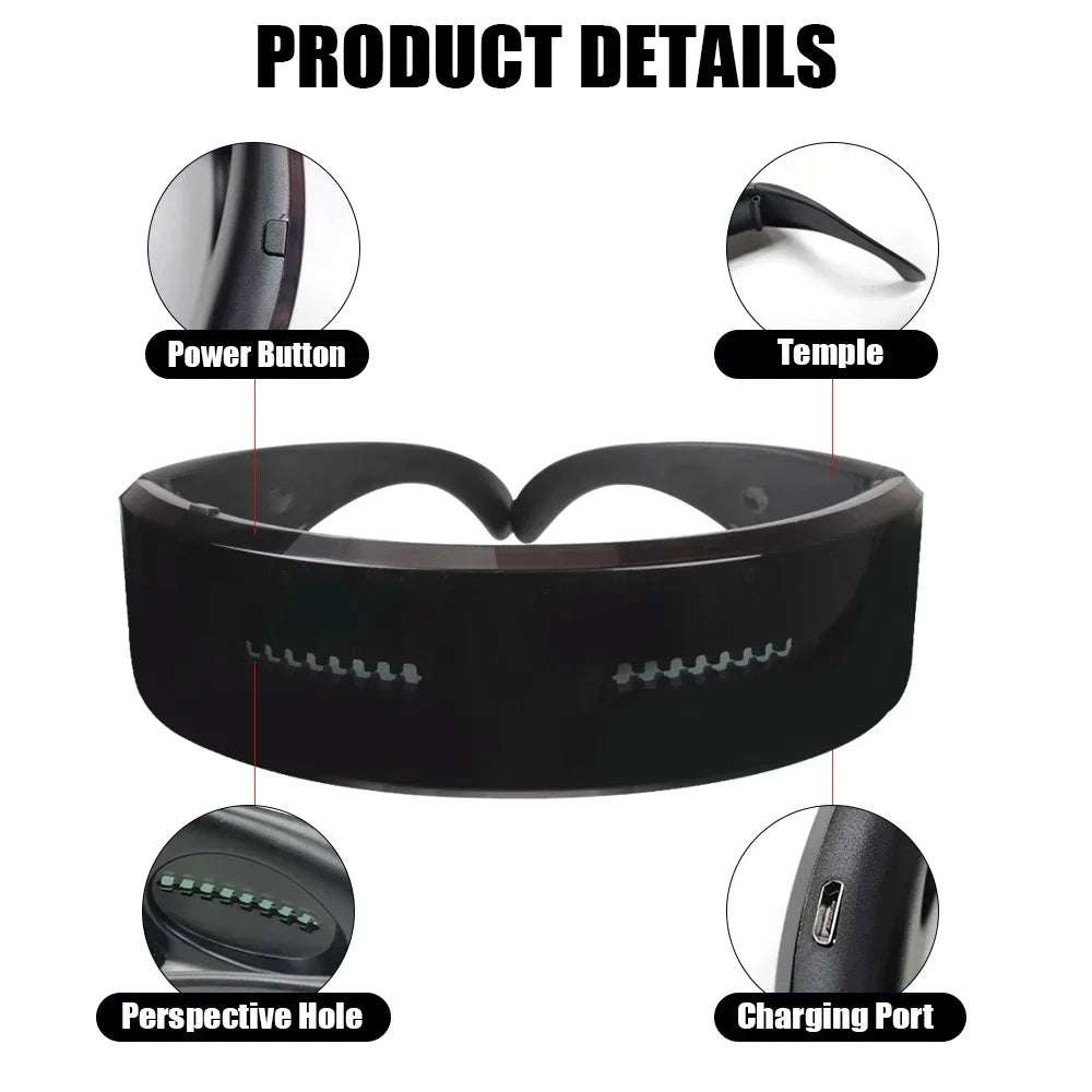 Customizable Smart LED Bluetooth Glasses - Electronic Futuristic Eyewear