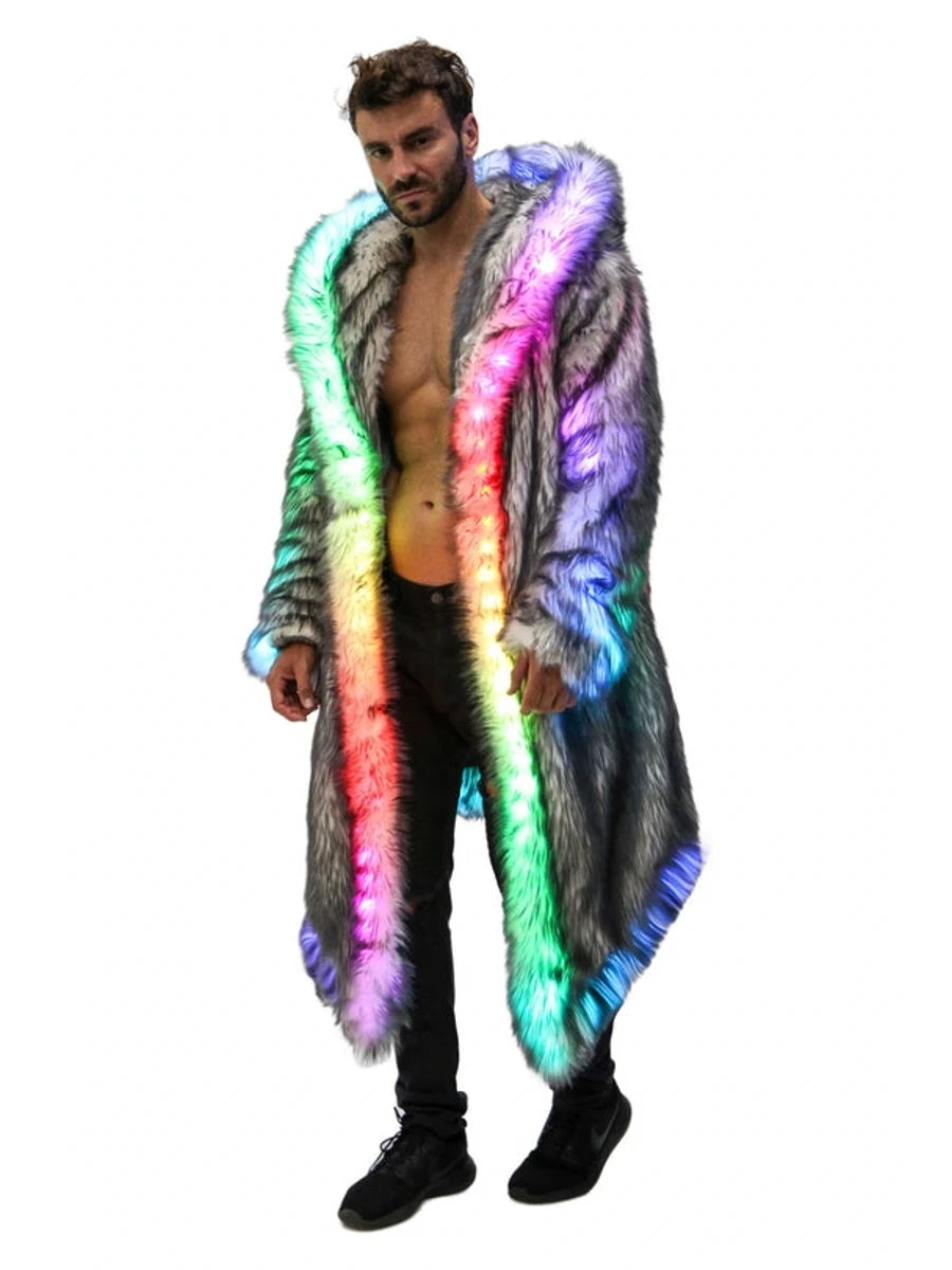 Men's LED Desert Warrior Faux Fur Hooded Jacket / Coat for Winter